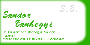 sandor banhegyi business card